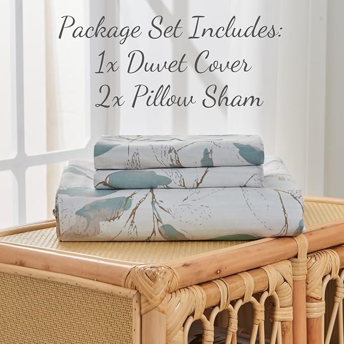 OAITE Duvet Cover Set Queen Size Floral Pattern 500 Thread Count Ultra Soft 100% Cotton Duvet Cover Sets 3-PC, Breathable Duvet Cover with Zipper Closure & Corner Ties