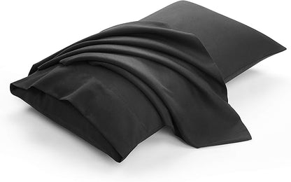 Evolive Ultra Soft Brushed Microfiber Standard Size 20"x30" Pillowcases Pair Set of 2 with Envelope Closure (20"x30" Standard, Black)