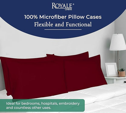 Royale Linens Standard Pillowcase Set of 2 - Bed Pillow Cover - 20"x26" - Red Pillowcases - 1800 Brushed Microfiber, Wrinkle & Fade Resistant - Soft & Cozy- Standard Size Pillow Case (STD,Burgundy)