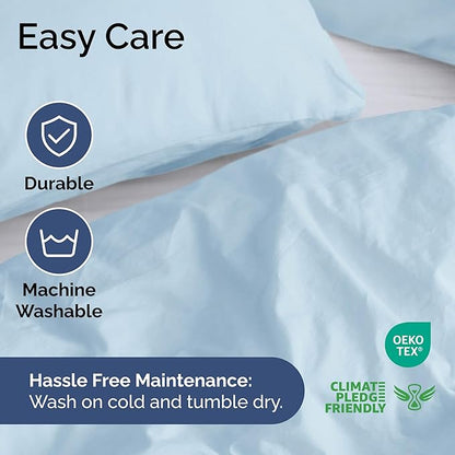 Duvet Cover Twin/Twin XL Size Set - Extra Soft Twin/Twin XL Duvet Cover 68" x 90" with 1 Pillow Sham - Hotel Luxury, Easy Care, Fade Free w/ Zipper Closures & Ties - Comfy & Breathable (Light Blue)