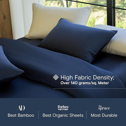 DOZ Sheet Set, 100% Viscose derived from Bamboo, Organically Grown, Buttery Soft, Cooling Sheets, High GSM, Deep Pockets - 3 Piece - 2 Pillowcases 1 Fitted Sheet (Sapphire, Full)