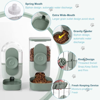 Lemtrflo Rabbit Feeder, Bunny Water Bottle Dispenser, Pet Cage Food Bowl | Suitable for Rabbits, Guinea Pigs, Ferrets, Cat and Other Small Pets