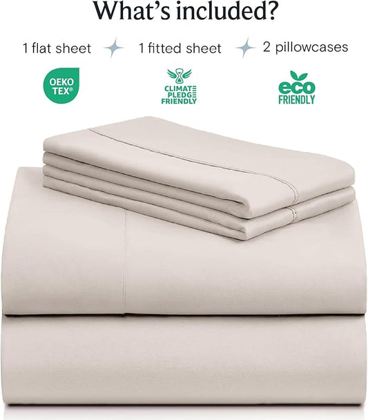 LuxClub 4 PC Sheet Set Bed Sheets Deep Pockets 16" Eco Friendly Wrinkle Free Cooling Machine Washable Hotel Bedding Silky Soft - Linen California King