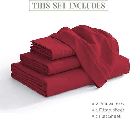 Elegant Comfort Luxurious 1500 Premium Hotel Quality Microfiber 4-Piece Sheet Set, 18-24 Inches Deep - Extra Deep Pocket Sheets - Ultra Soft 4PC Deep Pocket Sheets, Full, Burgundy