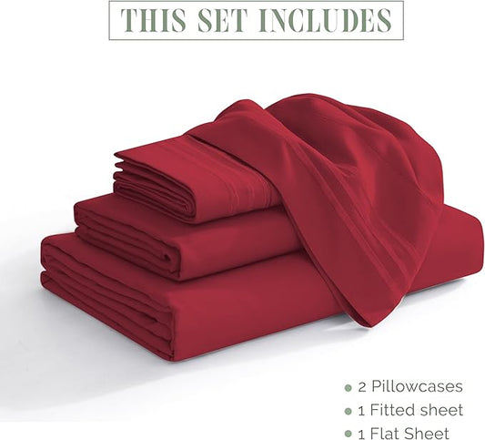 Elegant Comfort Luxurious 1500 Premium Hotel Quality Microfiber 4-Piece Sheet Set, 18-24 Inches Deep - Extra Deep Pocket Sheets - Ultra Soft 4PC Deep Pocket Sheets, Full, Burgundy