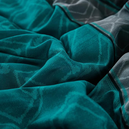 Dinjoy Teal Blue King Size Comforter Set,Striped Boho Bed in a Bag King 7 Pieces Soft Fall Bedding Comforters Sets wiht Sheets Microfiber Complete Bed Sets for All Season