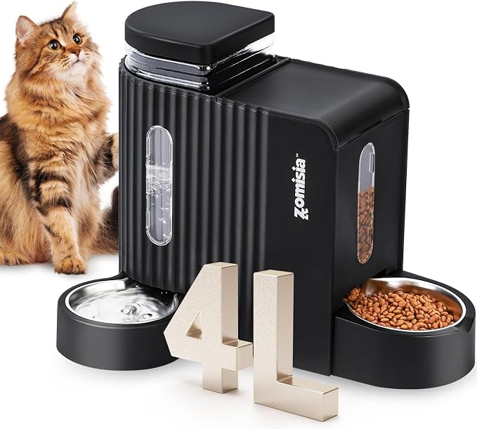 ZOMISIA Gravity Cat Feeder and Water Dispenser, Large Capacity for Puppy