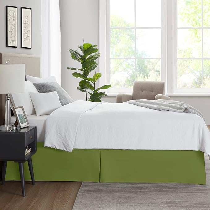 Nestl Calla Green Twin XL Bed Skirt - Twin XL Size Bed Skirt 14 Inch Drop - Brushed Microfiber Bed Skirts - Hotel Quality Pleated Bed Skirt - Shrinkage & Fade Resistant