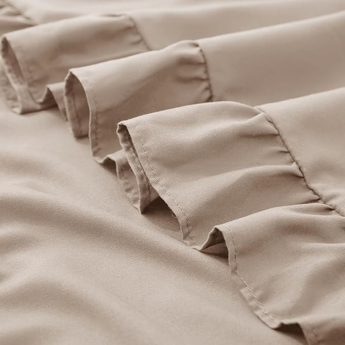 KKJIAF Ruffle Pillow Cases 26x26 Inches, Khaki Square Ruffled Pillow Covers Set of 2, Microfiber Wrinkle Resistant Pillow Shams with Envelope Closure for Sofa Bed Living Room