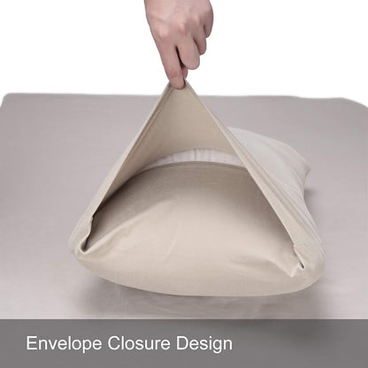 2-Pack Stretch Pillow Cases - Jersey Knit & Ultra Soft Envelope Closure Pillowcases T-Shirt Like Microfiber Blend - Suitable for Queen or Standard Size Set of 2, Taupe