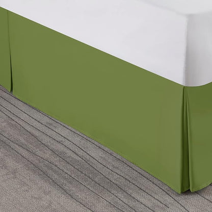 Nestl Calla Green Bed Skirt Cal King Size - Cal King Bed Skirt 14 Inch Drop - Brushed Microfiber Bed Skirts - Hotel Quality Pleated Bed Skirt - Shrinkage & Fade Resistant