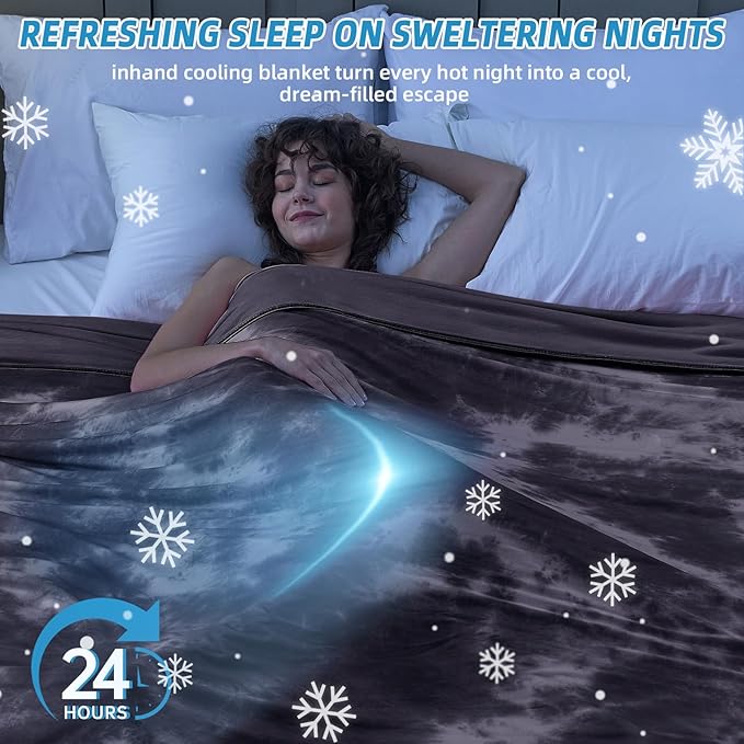 inhand Cooling Blanket Queen Size (90"x90"), Cooling Blankets for Hot Sleepers, Absorbs Heat to Keep Adults Cool for Summer Nights Sweats, Thin Cold Lightweight Blanket for Couch Bed, All Season Use