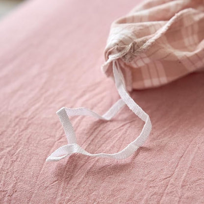 Pink Gingham King Duvet Cover Set Washed Cotton Boho King Comforter Cover Checkered Plaid Lightweight Cute Duvet Cover Set with Hidden Zipper Cozy Teen Bedding Set for Girls Duvet Protector