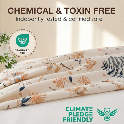 JSD Boho Floral Printed Sheet Set Twin Size 3 Piece, Soft Botanical Pattern Microfiber Sheets Extra Deep Pocket