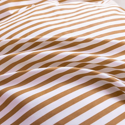 JELLYMONI Queen Duvet Cover Set, Cotton Duvet Cover 3 Pieces with Zipper Closure, 1 Duvet Cover and 2 Pillowcase s(White with Rust Striped)
