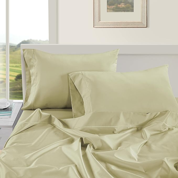 Pillow Case Covers King, Set of 2, 100% Egyptian Cotton Sateen, Soft Cool & Smooth 1000 Thread Count Pillow Cases - Seafoam
