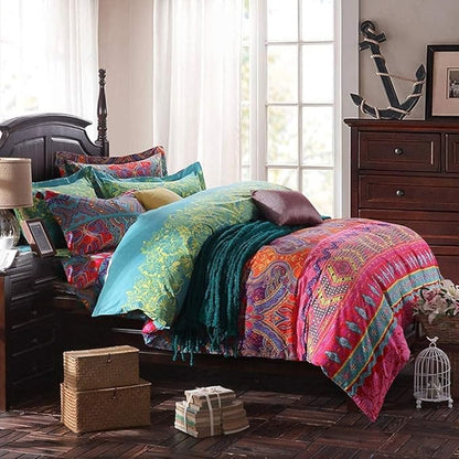 Boho Twin Comforter Set Soft Chic Bedding Twin Comforter Set 2 Pieces Lightweight Exotic Red Teal Bohemian Mandala Colorful Retro Printed Comforter Set for All Seasons Luxury Comfy