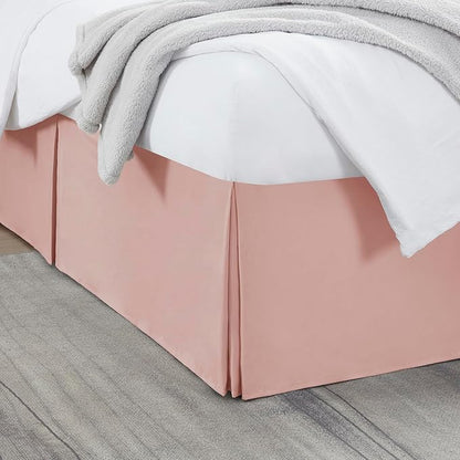 Nestl Peach Beige Full Bed Skirt - Full Size Bed Skirt 14 Inch Drop - Brushed Microfiber Bed Skirts - Hotel Quality Pleated Bed Skirt - Shrinkage & Fade Resistant