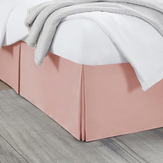 Nestl Peach Beige Full XL Bed Skirt - Full XL Size Bed Skirt 14 Inch Drop - Brushed Microfiber Bed Skirts - Hotel Quality Pleated Bed Skirt - Shrinkage & Fade Resistant