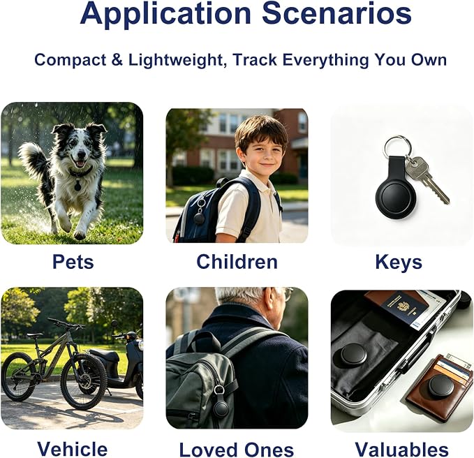 GPS Tracker for Dogs, Works with Apple Find My App, 365-Day Battery Life, No Monthly Fee, No SIM Card, IP67 Waterproof Anti-Lost Tag for Cats, Keys & All Personal Valuables