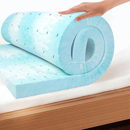 EGO Topper 4 Inch Twin Memory Foam Mattress Topper, Gel Foam Mattress Topper for Pressure Relief, Ventilated Design Bed Topper in a Box, CertiPUR-US Certified, 38"×75", Medium