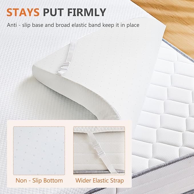 Sweetcrispy Mattress Topper Full with Removable Soft Cover, Memory Foam 2 Inch Thick Gel Infused Cooling Toppers Pad for Full Size Bed, Sleeper Sofa, RV, Camper, CertiPUR US Certified