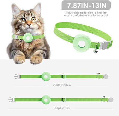 Cat Tracker, Lightweight Pet Tracker for Cats, Cat GPS Tracker Compatible with Apple Find My App(Only iOS), Real-Time Tracking, No Monthly Fee, Green
