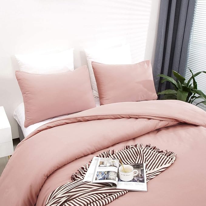 Houseri Pink Comforter Set - California King Size, Blush & Dusty Pink Bedding Comforter & Blanket Set