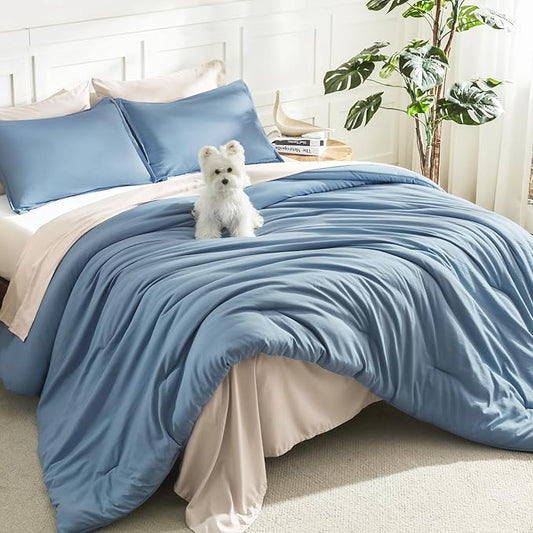 Litanika Twin XL Comforter Set Dusty Blue - 2 Pieces Extra Long Bed Set for College Dorm, All Season Bedding Set for Girls and Boys