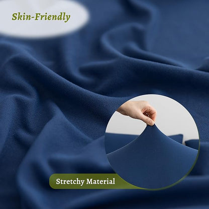 Stretchy Body Pillow Case Cover - Jersey Knit Long Pillowcase for Body Pillow, 1 Pack - Envelope Closure & Skin-Friendly, Soft and Breathable for Sleeping, 20"x54", Navy