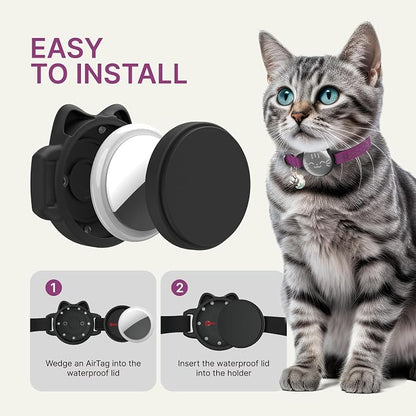 AirTag Cat Collar, Reflective Breakaway Collar, Hidden Holder with Bell | Compatible with Apple AirTag 1st & 2nd Gen, Lightweight Water-Resistant Strap for Cats, AirTag Not Included