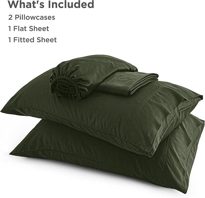 Bedsure Full Size Bed Sheets, Cooling Sheets, Rayon Derived from Bamboo, PureWoven, Breathable & Soft, Deep Pocket Up to 16 Inches, Hotel Luxury Silky Bedding for Hot Sleepers, Olive Green