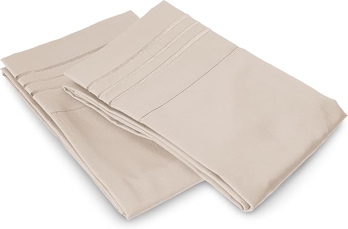 Elegant Comfort Luxury Ultra-Soft 2-Piece Pillowcase Set - 1500 Premium Hotel Quality Microfiber Double Brushed - Wrinkle Resistant, King, Cream