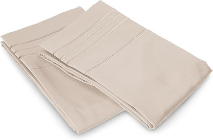 Elegant Comfort Luxury Ultra-Soft 2-Piece Pillowcase Set - 1500 Premium Hotel Quality Microfiber Double Brushed - Wrinkle Resistant, King, Cream