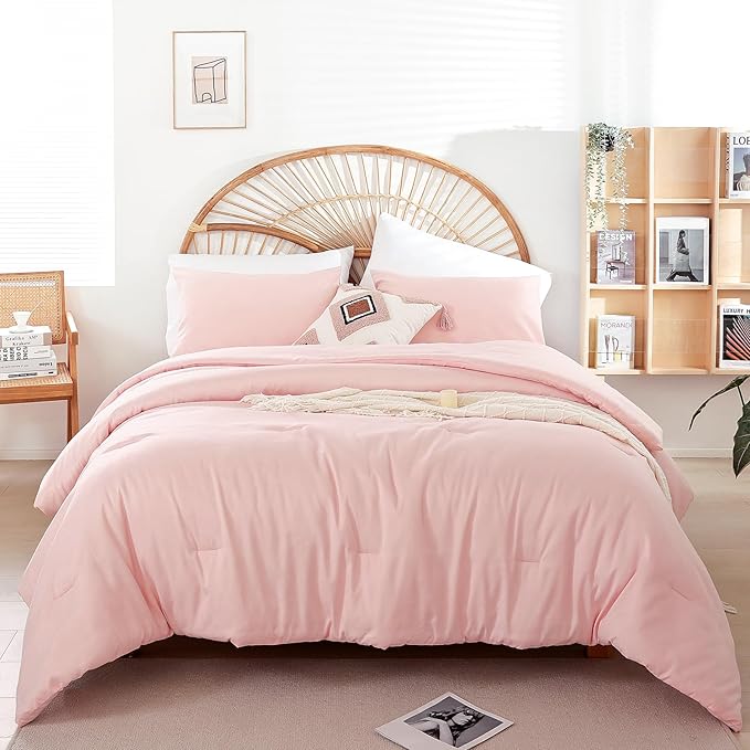 weigelia Pink Comforter Sets King Size Comforter Set 3 Piece Soft Microfiber Comforters Set for Women and Girls Blush Lightweight Alternative Comforter for All Season (1 Comforter, 2 Pillowcases)