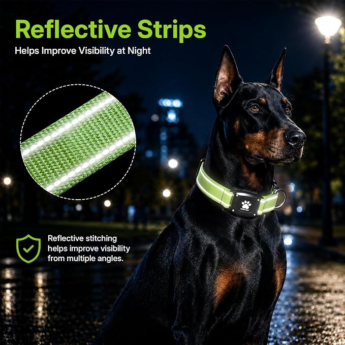 GPS Dog Collar Tracker 2-in-1,Reflective Waterproof Pet Collar,iOS-Only,No Monthly Fees,Unlimited Range,Dog Tracking Collar Pet Tracker,for Small Medium Large Dogs(M (14.5"-19.5"), Green)