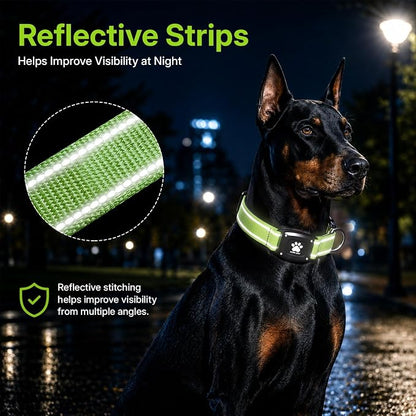 GPS Dog Collar Tracker 2-in-1,Reflective Waterproof Pet Collar,iOS-Only,No Monthly Fees,Unlimited Range,Dog Tracking Collar Pet Tracker,for Small Medium Large Dogs(M (14.5"-19.5"), Green)