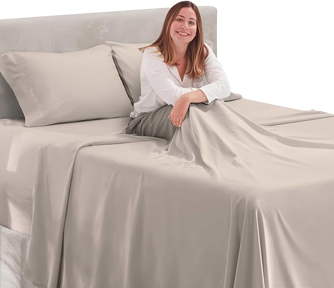 Nestl Queen Size Sheet Set, 4 Piece Extra Deep Pocket (18-24 inches), Microfiber, Cooling, Hotel Luxury, Soft, Breathable, Wrinkle-Free, Easy to Care, Linen