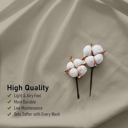 RUVANTI 100% Cotton Sheets – Full Size Percale Bedding, Cooling & Breathable, Durable with a Crisp, Soft & Comfortable Feel, 16" Deep Pocket, 4-Piece Set, Taupe