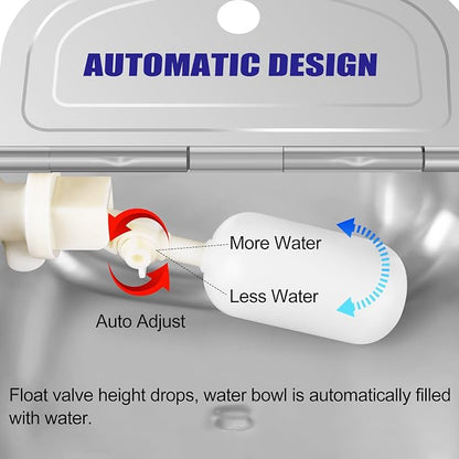 ToLanbbt 2PCS Automatic Animal Dispenser Horse Water Bowl with Float Valve Stainless Steel Goat Waterer Feeder Outside Water Trough for Livestock Auto Fill Dog Water Bowl with 1/2" Hose, Drainage Hole