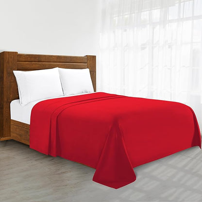 Luxury Flat Sheet on Amazon Elegant Comfort Wrinkle-Free 1500 Premier Hotel Quality 1-Piece Flat Sheet, Queen Size, Red