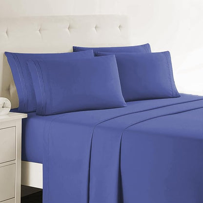 Clara Clark Twin Sheets, 5 Piece Set - Hotel Luxury Sheets for Twin Size Bed, Super Soft Bedding Set, Twin Size, Royal Blue