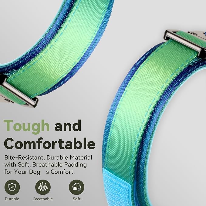2026 Upgrade Waterproof Tactical AirTag Dog Collar, Built in AirTag Holder | Comfortable Control Handle, Quick Release Metal Buckle, Durable 1000D Nylon, For Medium to Large Dogs, Lime Wave,L