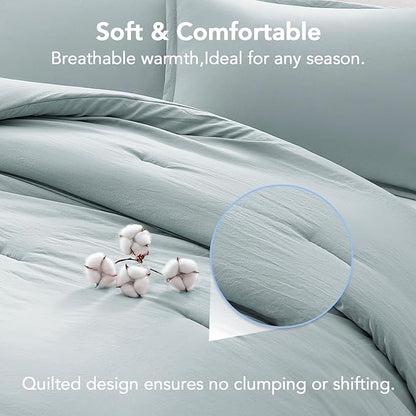 Twin Comforter Set Mist Blue,2PCS Soft Lightweight Breathable Bedding Comforter for All Season, Twin Size(68''×90'' Comforter & 1 Pillowcase)
