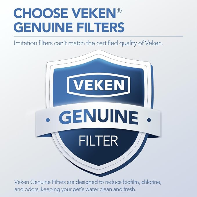 Veken Cat Water Fountain Filters, 16 Pack Replacement Filters | and 16 Pack Replacement Pre-Filter Sponges Set for 50oz, 84oz, 95oz or 108oz Automatic Pet Fountain Dog Water Dispenser