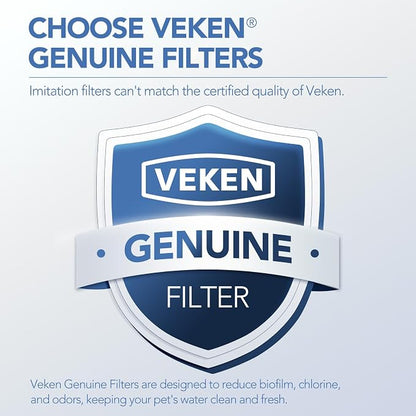 Veken Cat Water Fountain Filters, 8 Pack Replacement Filters | and 8 Pack Replacement Pre-Filter Sponges Set for 50oz, 84oz, 95oz or 108oz Automatic Pet Fountain Dog Water Dispenser