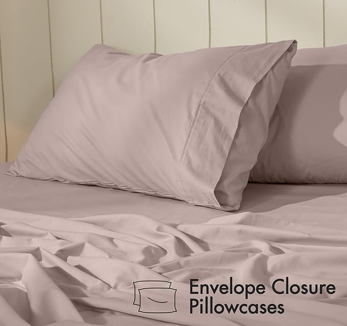 RUVANTI 100% Cotton Sheets – Full Size Percale Bedding, Cooling & Breathable, Durable with a Crisp, Soft & Comfortable Feel, 16" Deep Pocket, 4-Piece Set, Warm Mocha