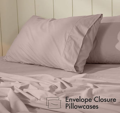 RUVANTI 100% Cotton Sheets – King Size Percale Bedding, Cooling & Breathable, Durable with a Crisp, Soft & Comfortable Feel, 16" Deep Pocket, 4-Piece Set, Warm Mocha
