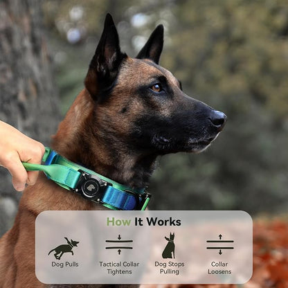 2026 Upgrade Waterproof Tactical AirTag Dog Collar, Built in AirTag Holder | Comfortable Control Handle, Quick Release Metal Buckle, Durable 1000D Nylon, For Medium to Large Dogs, Lime Wave,M