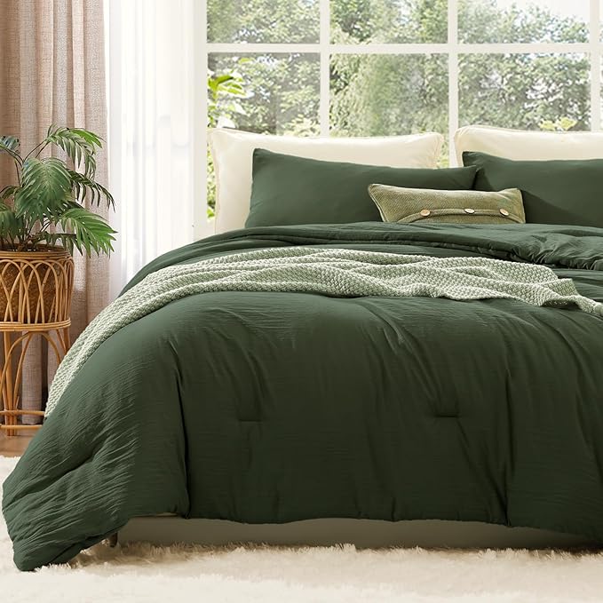 WRENSONGE Full Size Comforter Sets - 3 Pieces Deep Forest Comforter Prewashed Soft Lightweight for All Seasons, Fluffy Down Alternative Comforter Full Size with 2 Pillow Shams